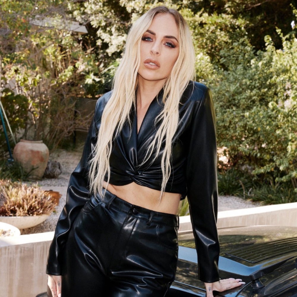 Nasty Gal x Maeve Reilly Faux Leather Knot Front Top